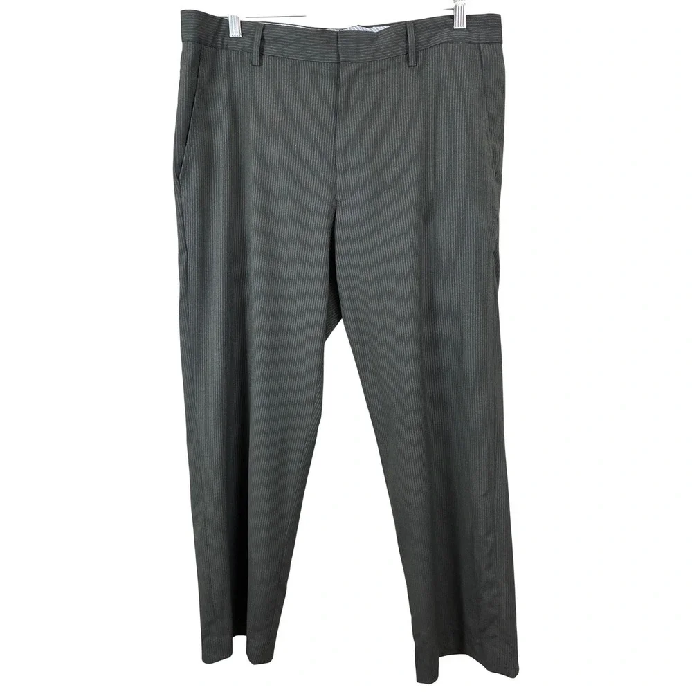 Banana Republic Dress Pants Mens 36x30 Grey Pinstripe Excellent Preppy Trousers